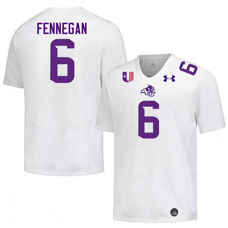Abilene Christian Wildcats #6 Cade Fennegan College Football Jerseys,Uniforms Stitched-White Abilene Christian Wildcats #6 Cade Fennegan College Football Jerseys,Uniforms Stitched-White